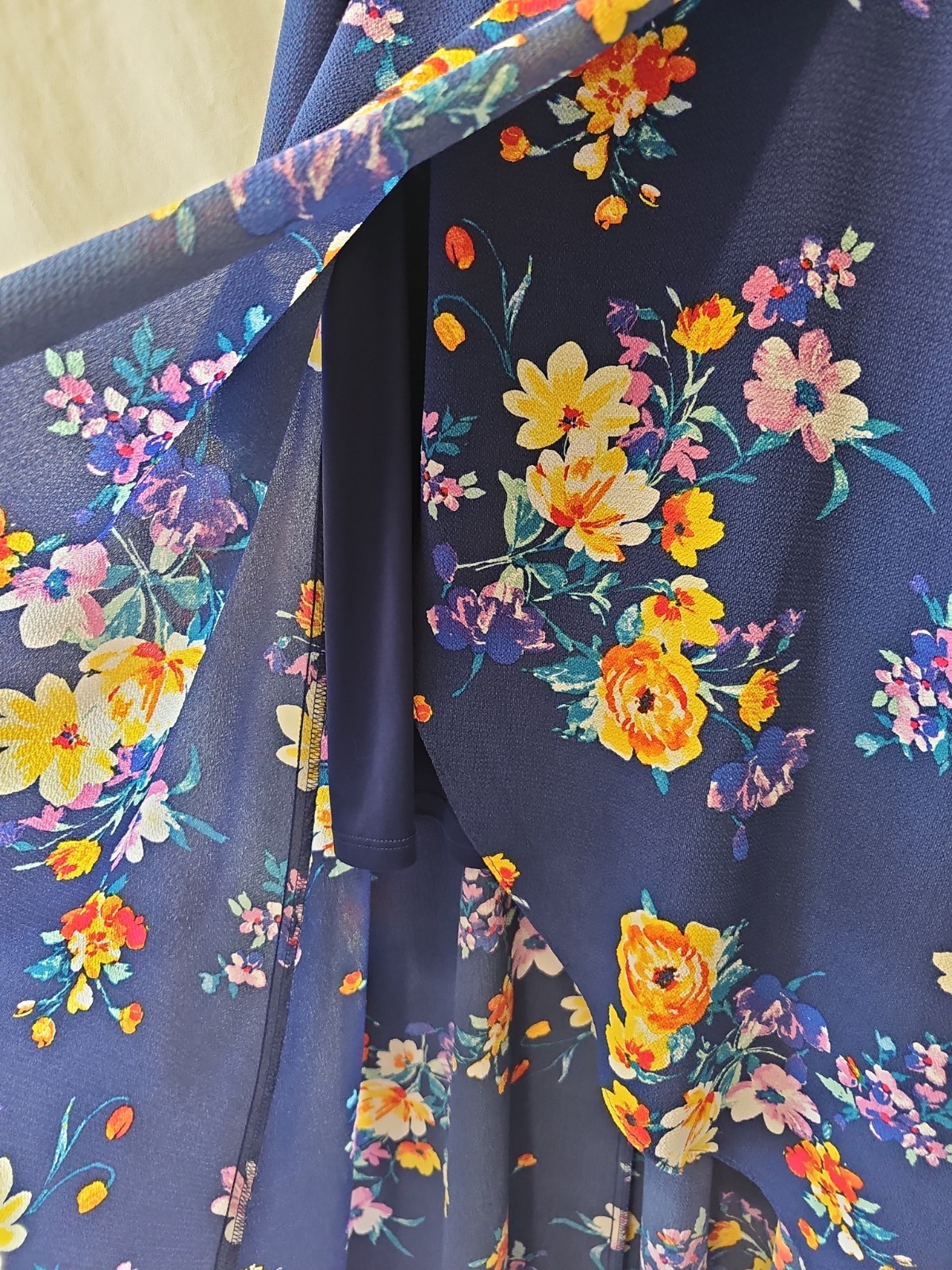 By & By Floral Print Bubble Crepe Hi-Low Summer Off The Shoulder Dress Sz 9