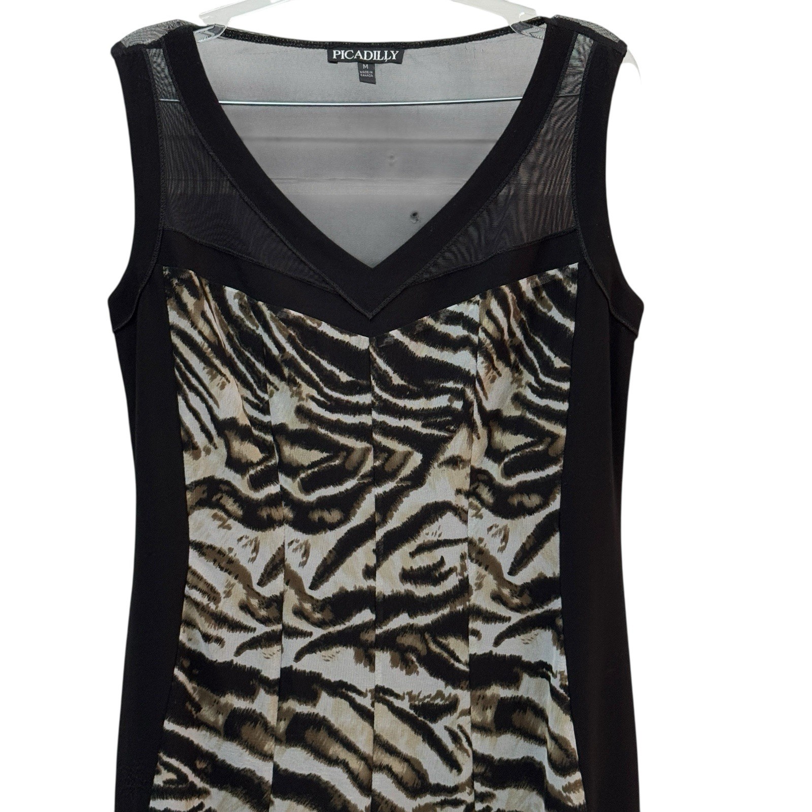 Picadilly Sleeveless Animal Print V-Neck Midi Dress Women’s M Black Red