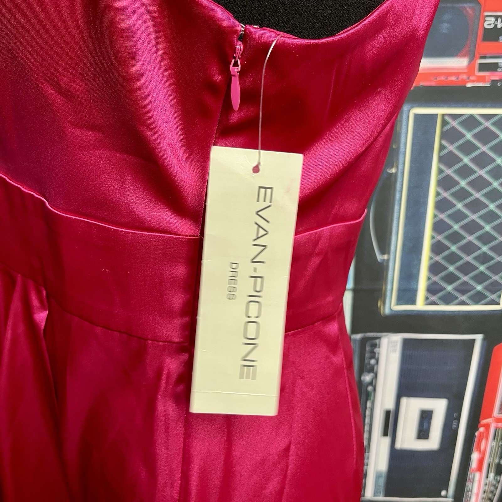 EVAN PICONE Watermelon Pink Silky Halter Sleeveless Cocktail Party Dress Sz 10