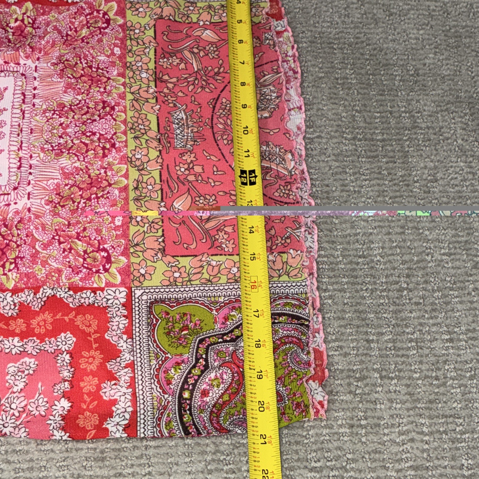 Xhilaration Patchwork pattern V-Neck Maxi Dress S Pink/Red/Green Lace