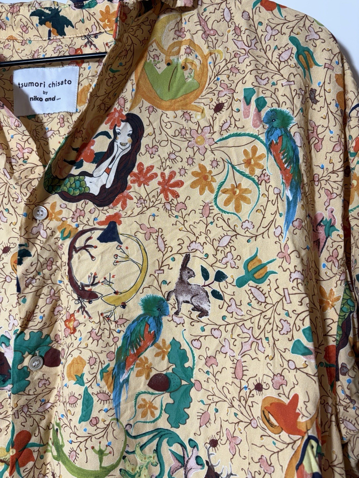 Tsumori Chisato x Niko and … Collab Shirt Dress Tropical Animals Nature Sz L