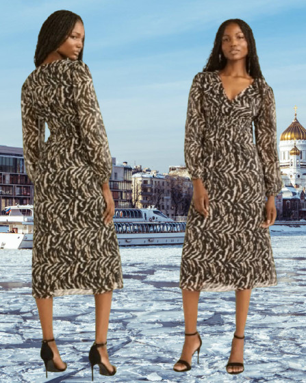 Sofia Jeans Women’s size M 8-10 Empire Dress with Long Sleeves Mid Calf Length