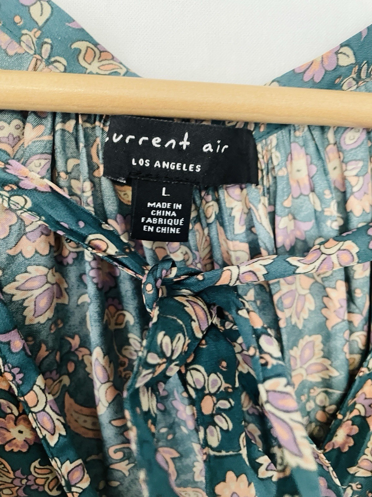 NWOT CURRENT AIR BLUE FLORAL PRINT MIDI DRESS -SIZE: L