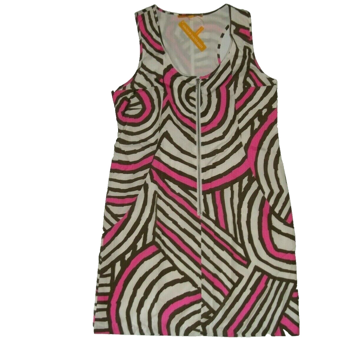 WALTER BAKER Exposed Zipper GEO Design SLEEVELESS Lined DRESS Womens SMALL NEW