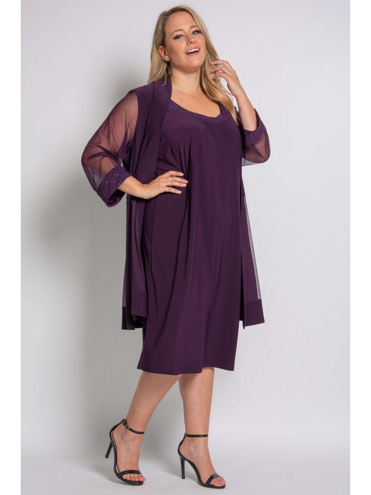 R&M RICHARDS Womens Purple Sleeveless Shift Dress Petites PS