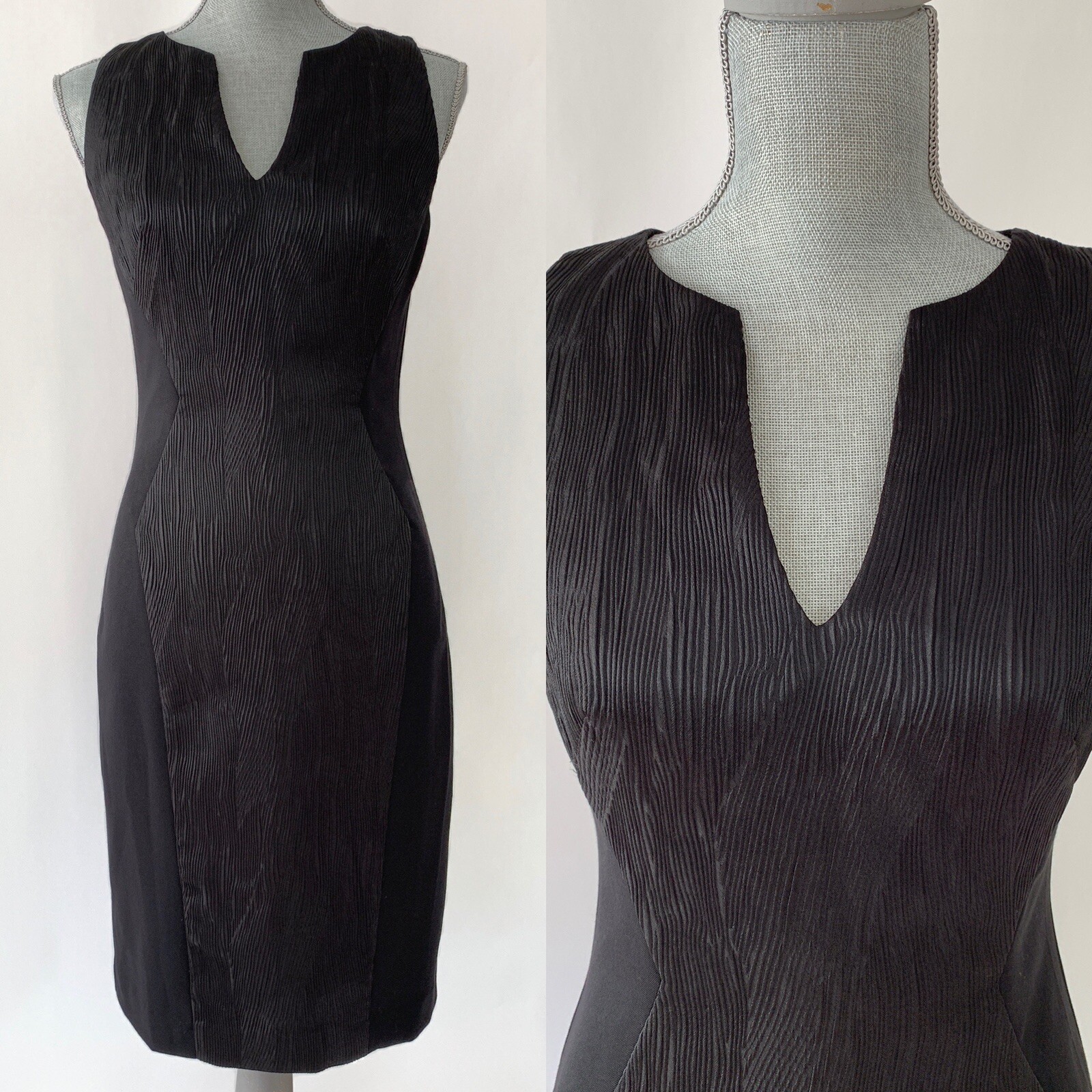 Black Halo Sleeveless Sheath Dress Size 6 Textured Panel Cocktail Wedding