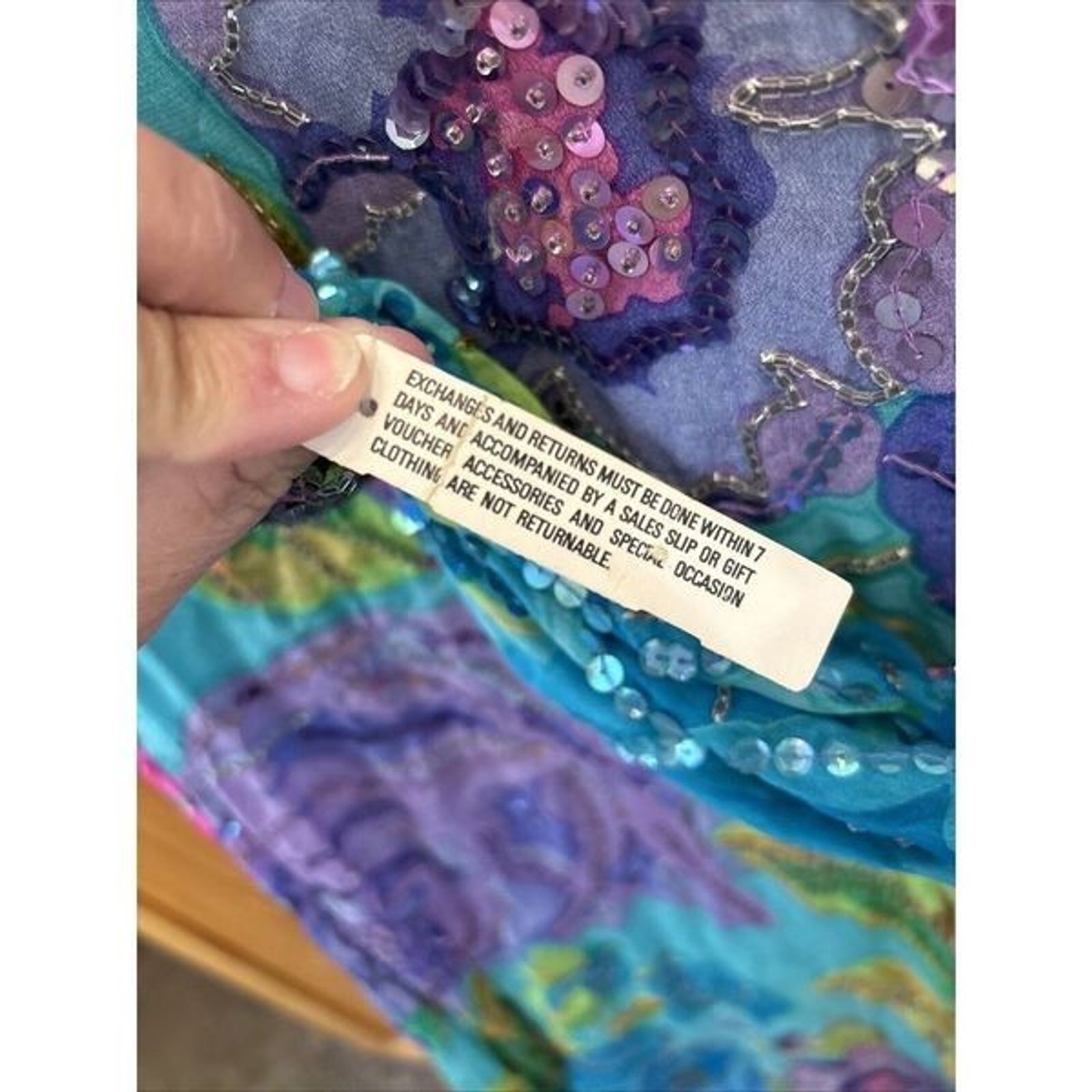 Judith Ann Creations Colorful Sequined Silk Blouson Dress M Vintage New Zip Hook
