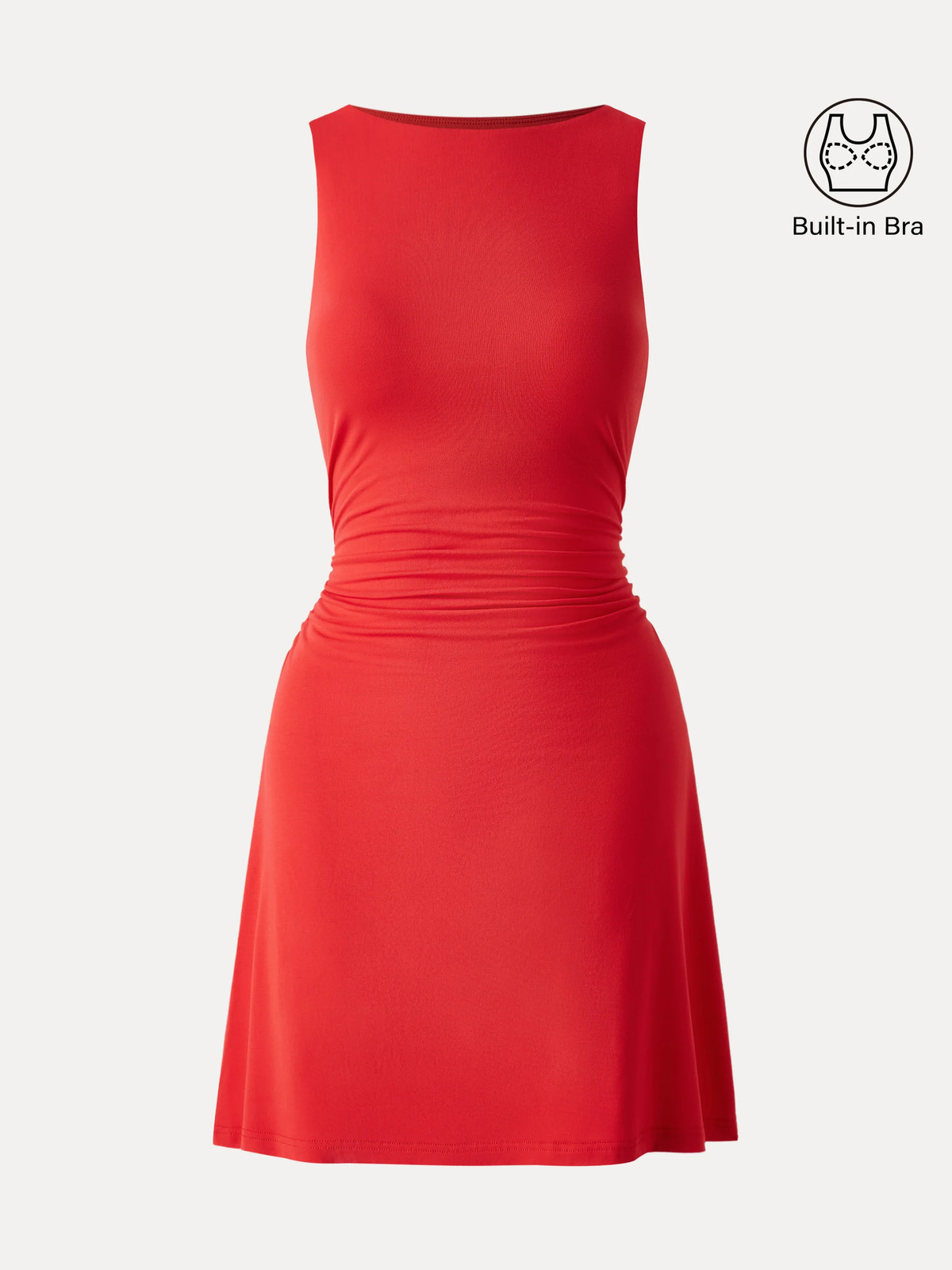 SkinKiss Boatneck Ruched A-line Mini Bra Dress-OGLmove|118826