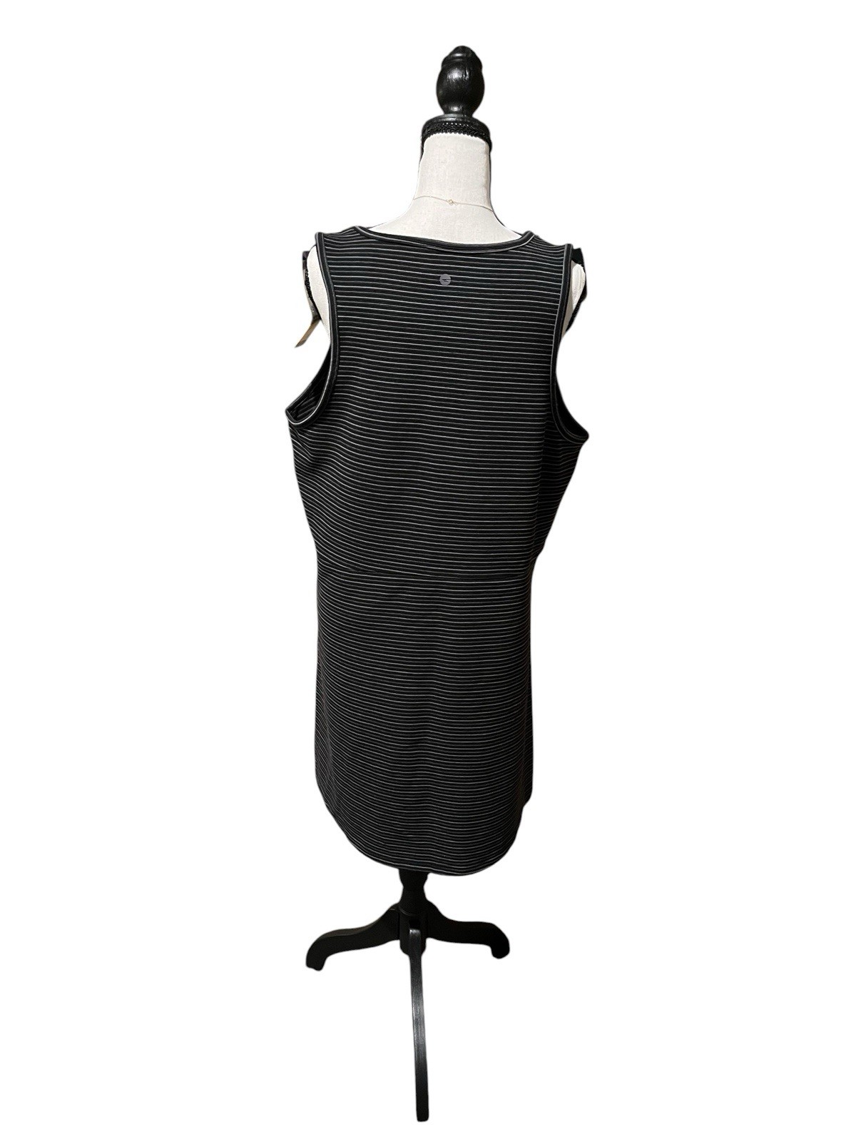 Hi-Tec Two-Tone Ottoman Sleeveless Dress Black Gray Stripe Stretch Size L NWT