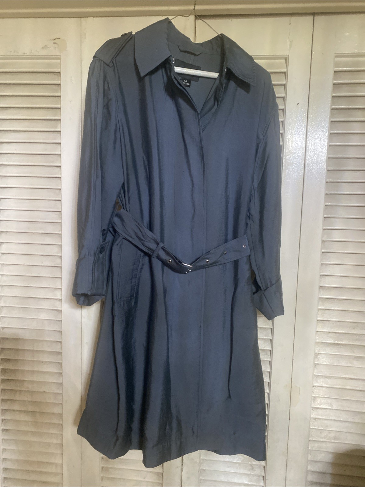 Club Monaco Dress Womens Small Teal Gray Long Sleeve Nylon Poly Bottons New S Sp