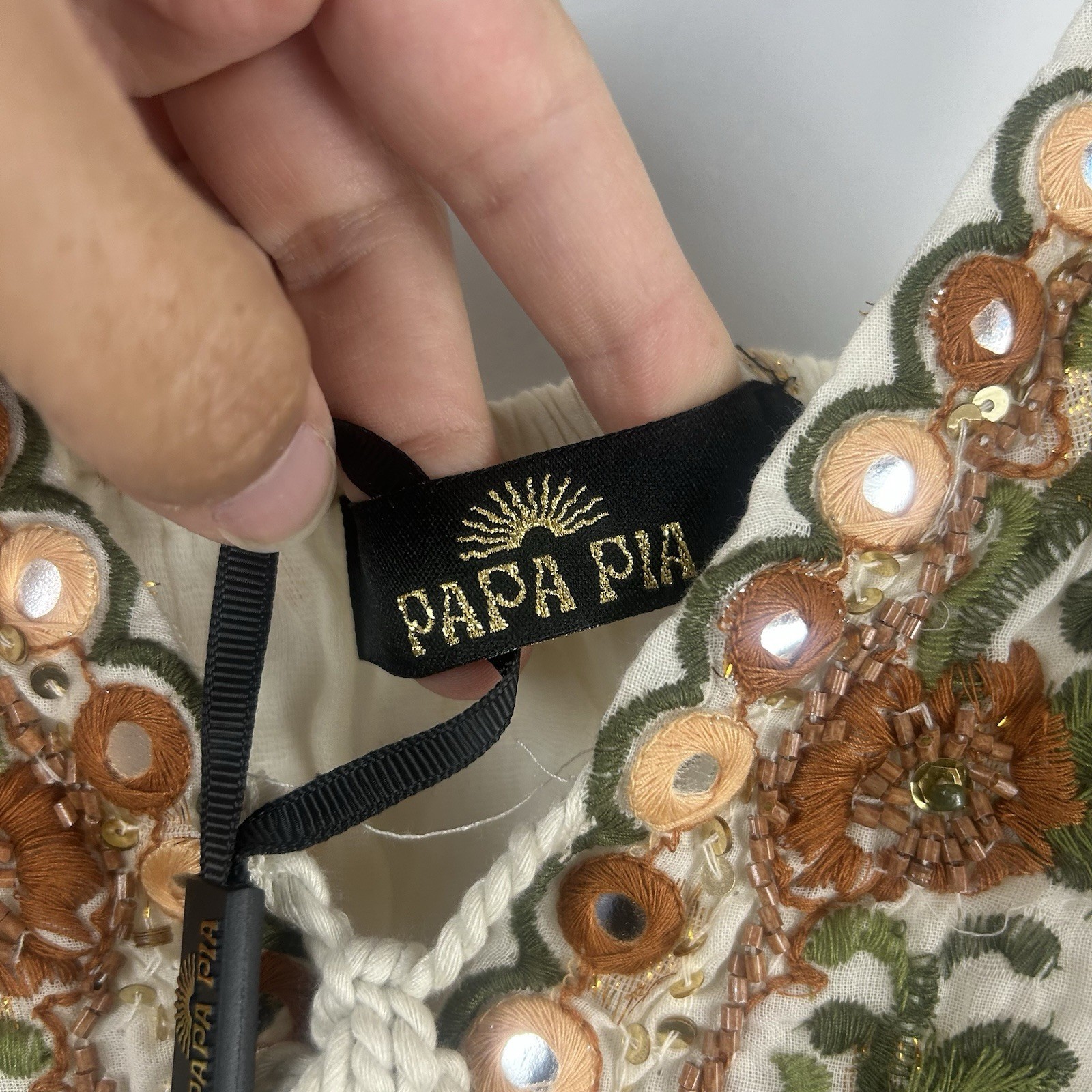 Papa Pia Luxe Boho Embroidered Maxi Dress | Festival Holiday Cotton | UK 8-10