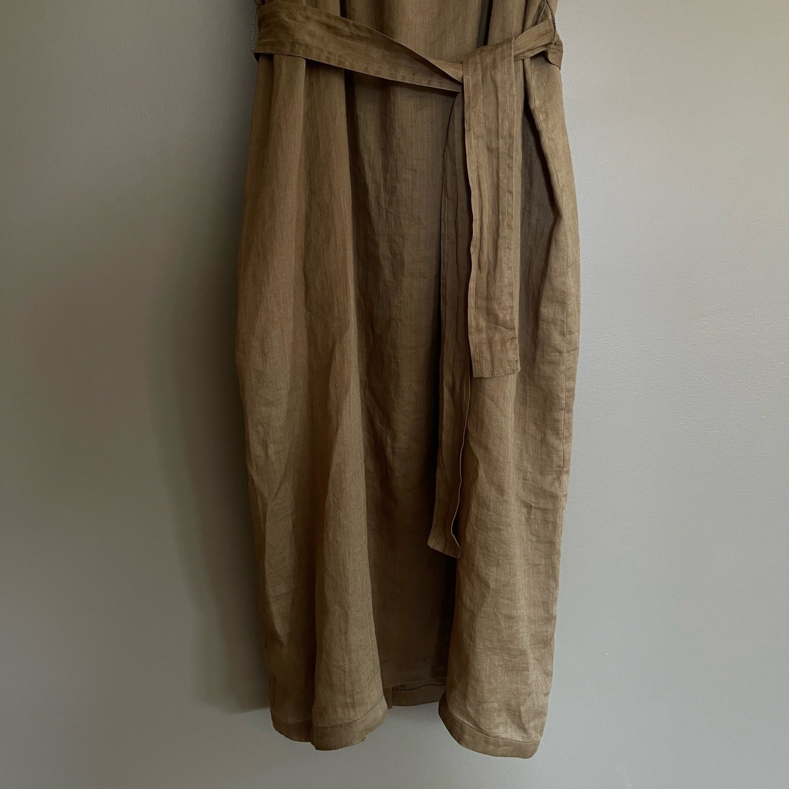 Frame Ruffle Strap Button Back Dress in Moss Size Small Khaki Green Ramie Chic