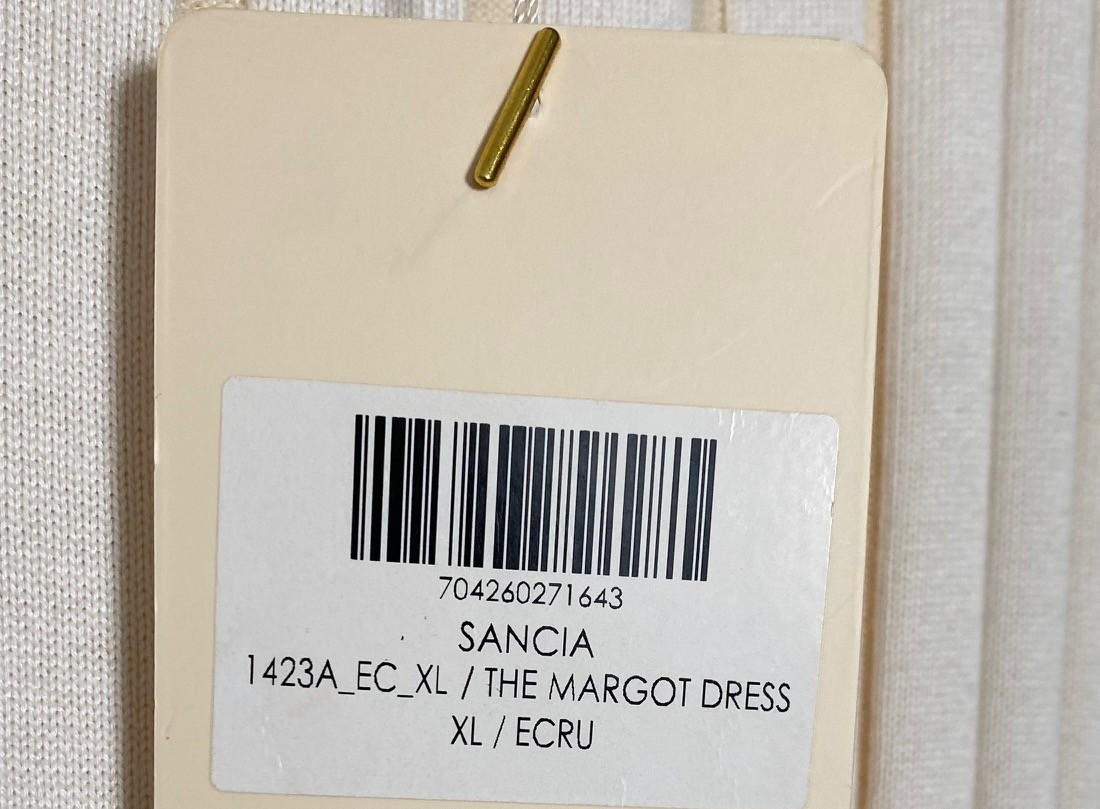SANCIA Ecru Beige Ivory White Wide Ribbed Knit Margot Midi Maxi Dress XL = 14/16