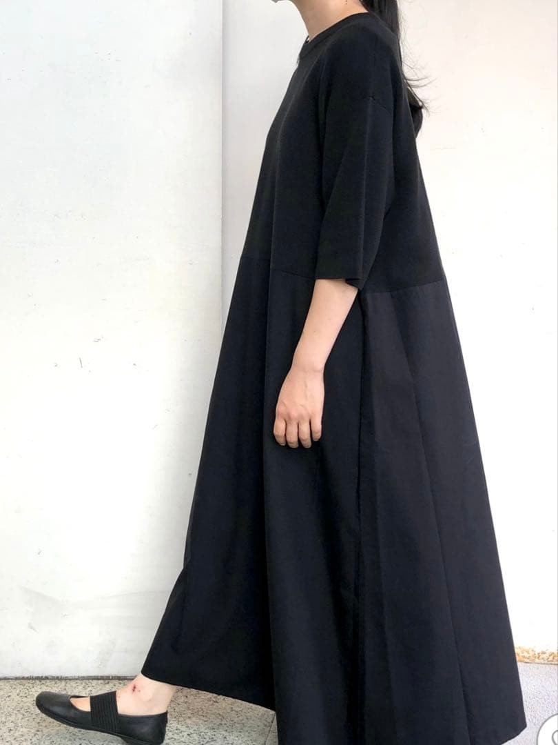 MUJI mixed material combination dress