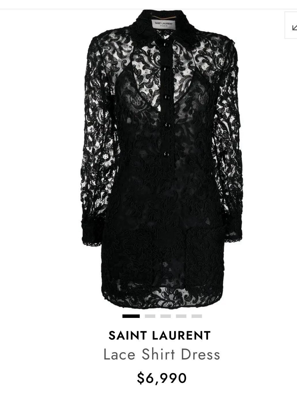 New SAINT LAURENT Lace Shirt Dress, $6,990