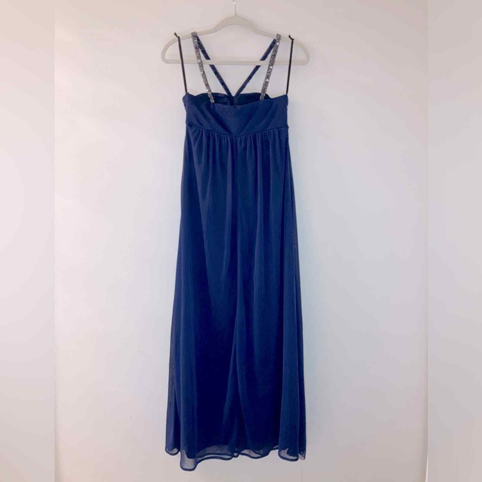 Navy, Sequin Strap, Floor Length Dress Size Small Jodi Kristopher