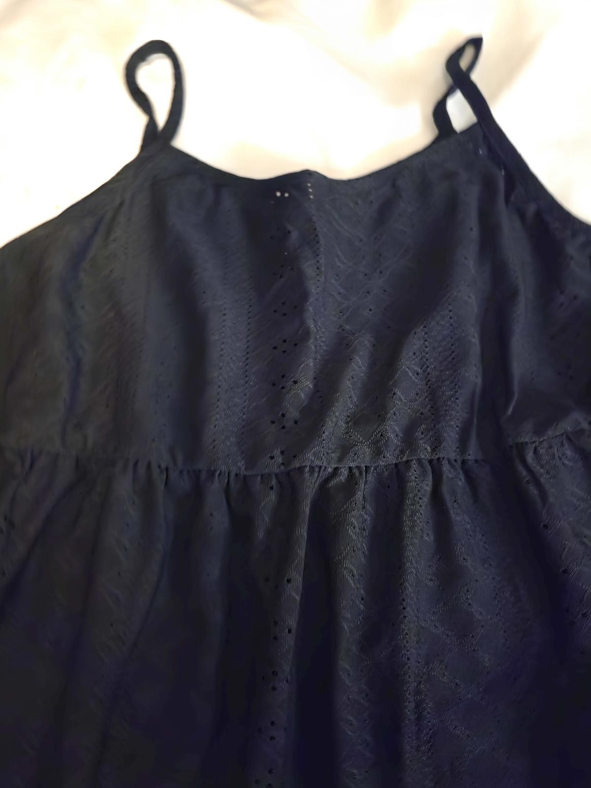 New-Black Sleeveless Eyelet top with Spaghetti Straps