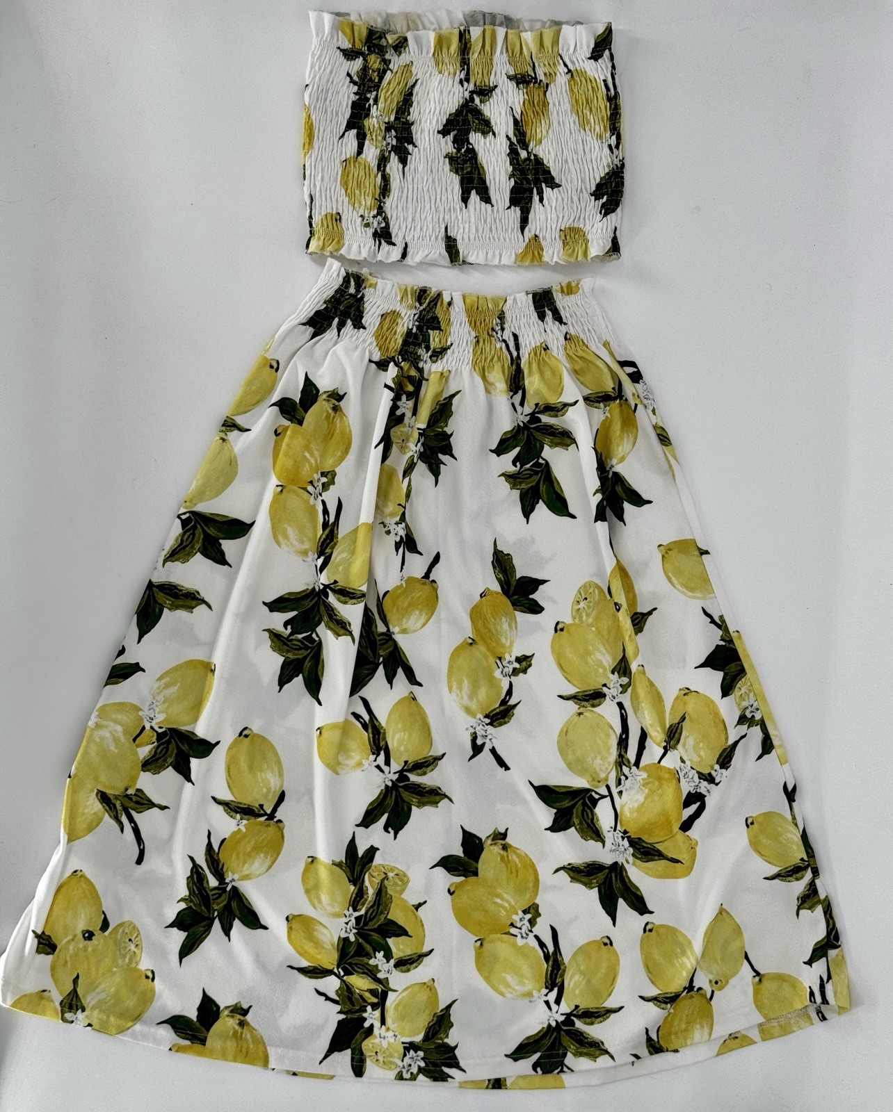Women’s Lemon Crop Top Maxi Skirt Set 2 Pc SZ S