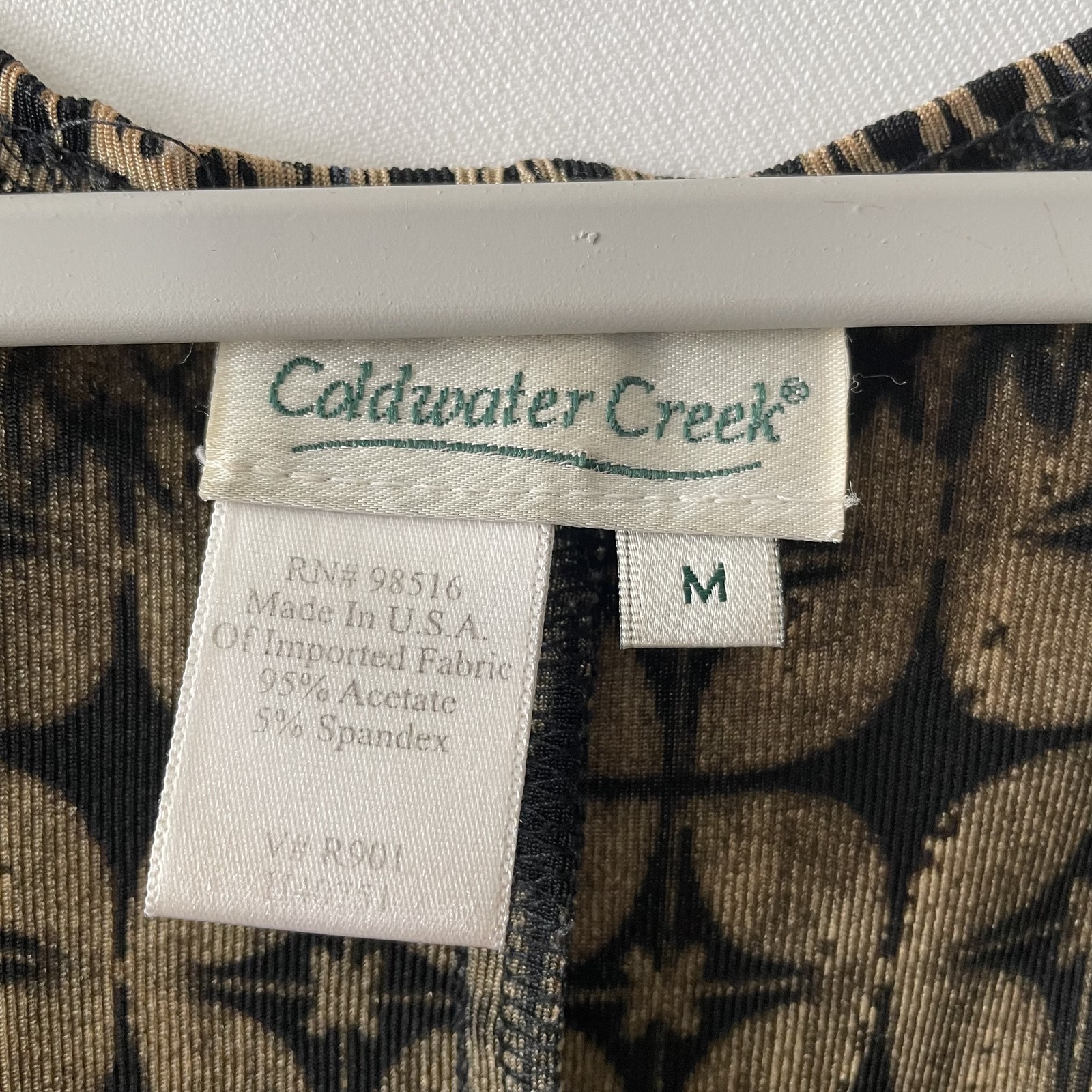 Vintage Coldwater Creek Womens Sleeveless Maxi Tank Dress Tan Black Print M -C