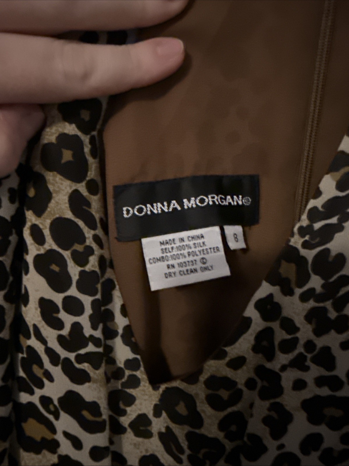 VTG Donna Morgan Cheetah Halter Dress – 100% Silk – Sz 8