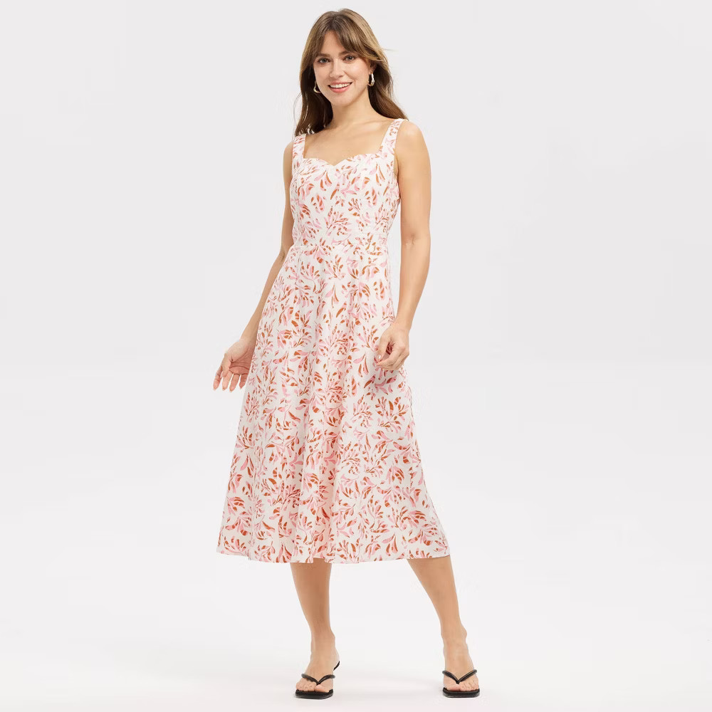Women Midi Dress – A New Day Pink Leaf M