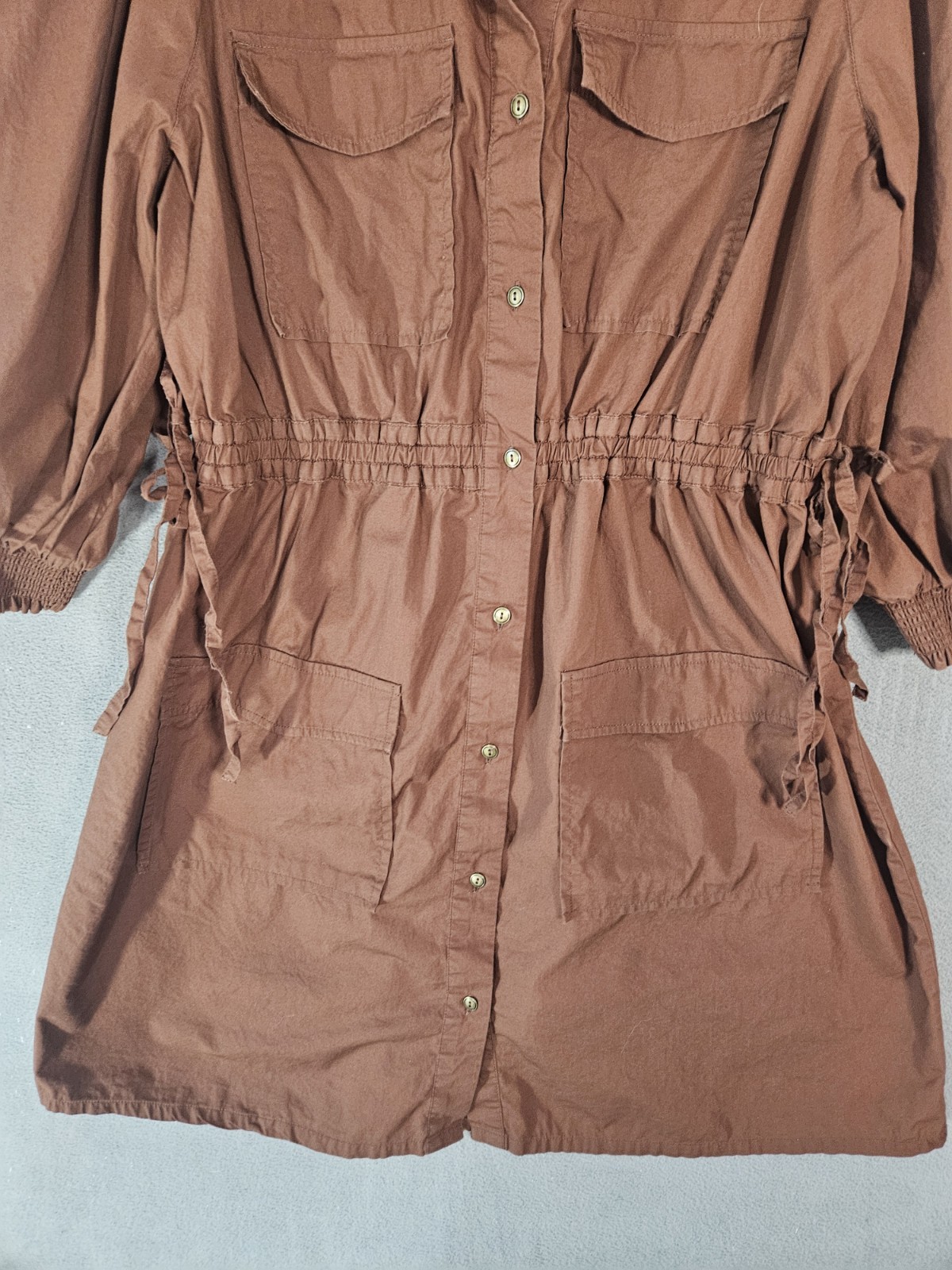 The Normal brand Avery Utility Dress Espresso XL Button Down Collared Boho
