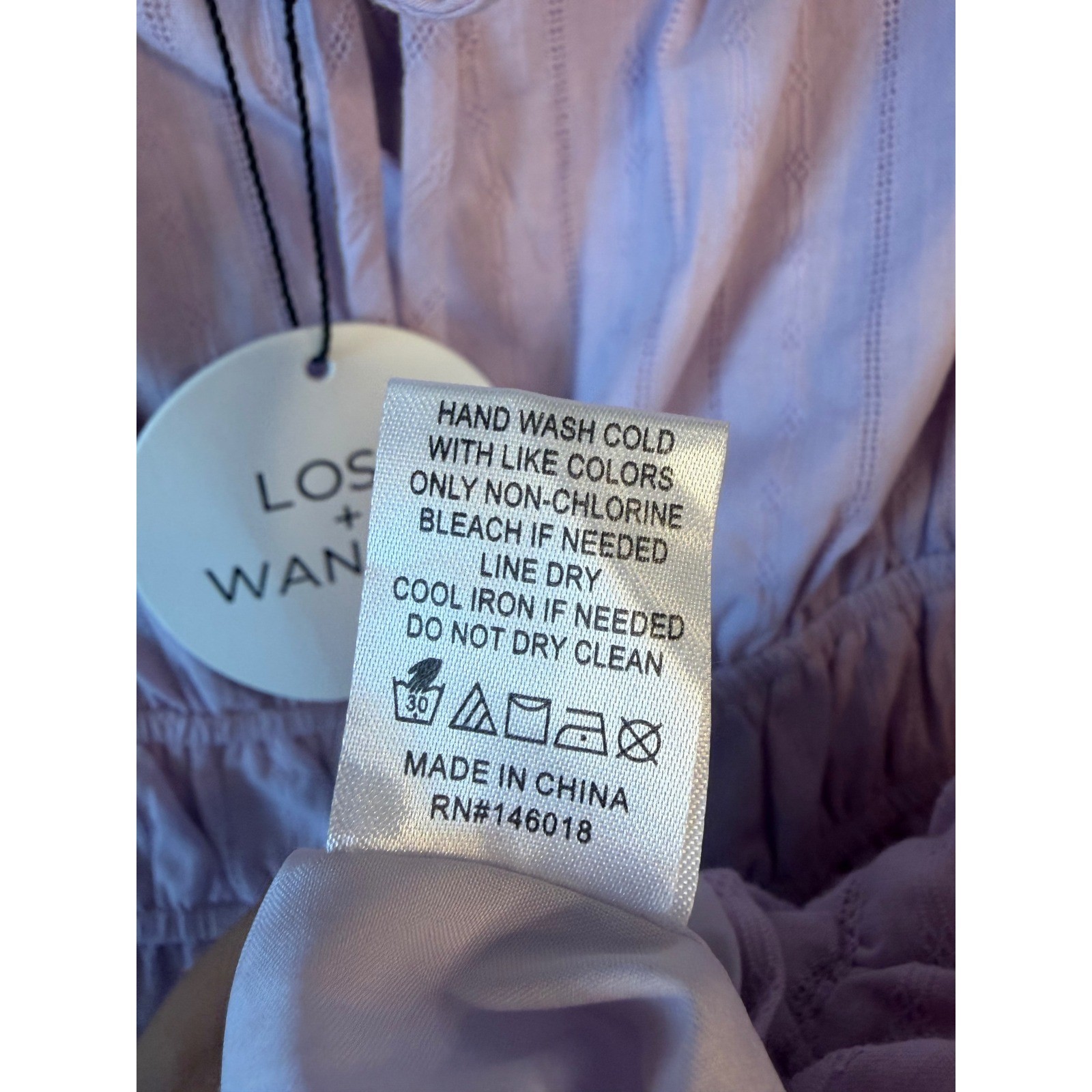 Lost + Wander Lilac Dobby Cotton Tiered Mini Dress Smocked Waist WDWB03351-1 S