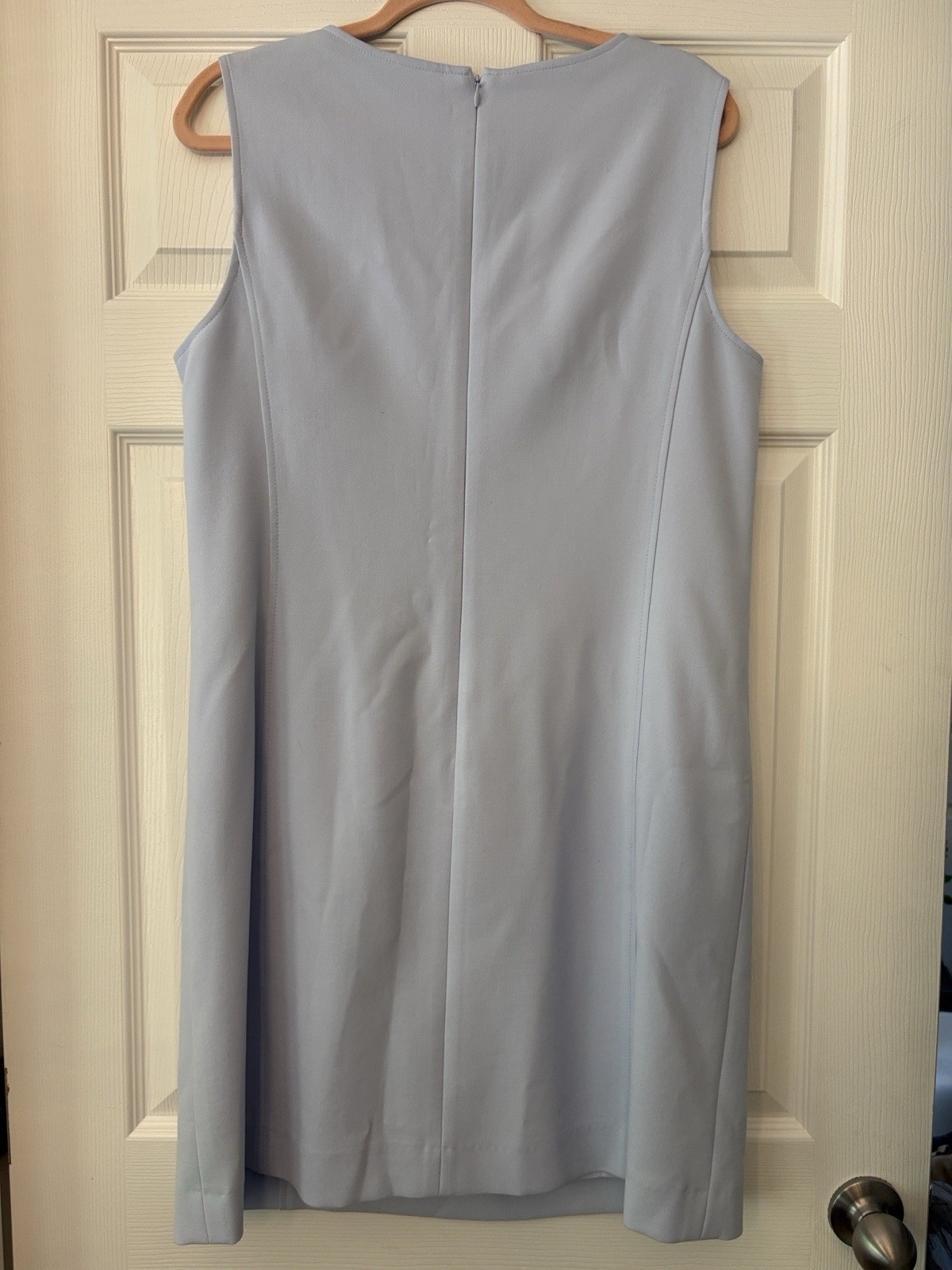 Etcetera Light Blue Sleeveless V-Neck Shift Dress 2 Pockets Piqué