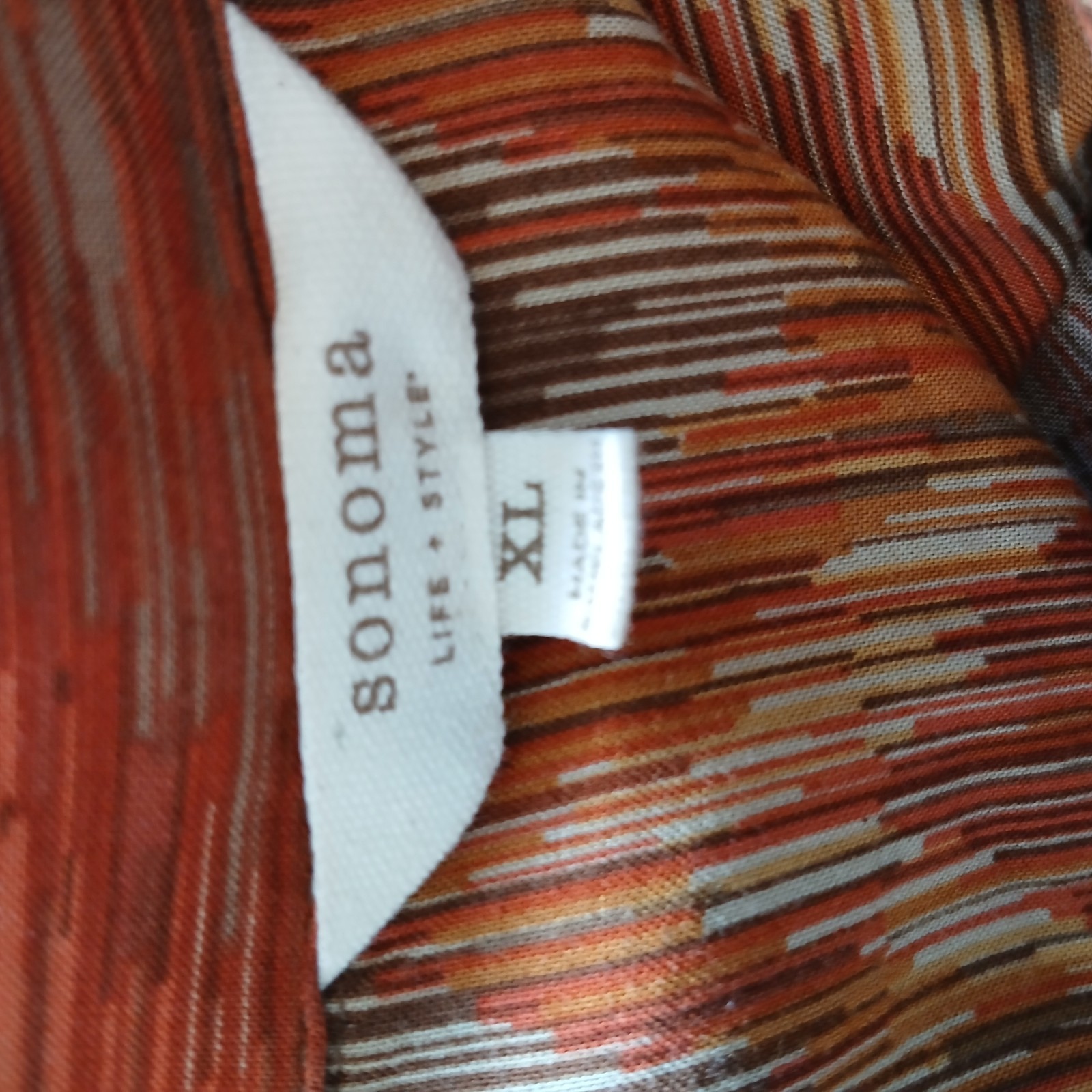 Sonoma Dress Brown Chevron Pattern 1/2 Button SZ X NWT Casual Fall Work Wear
