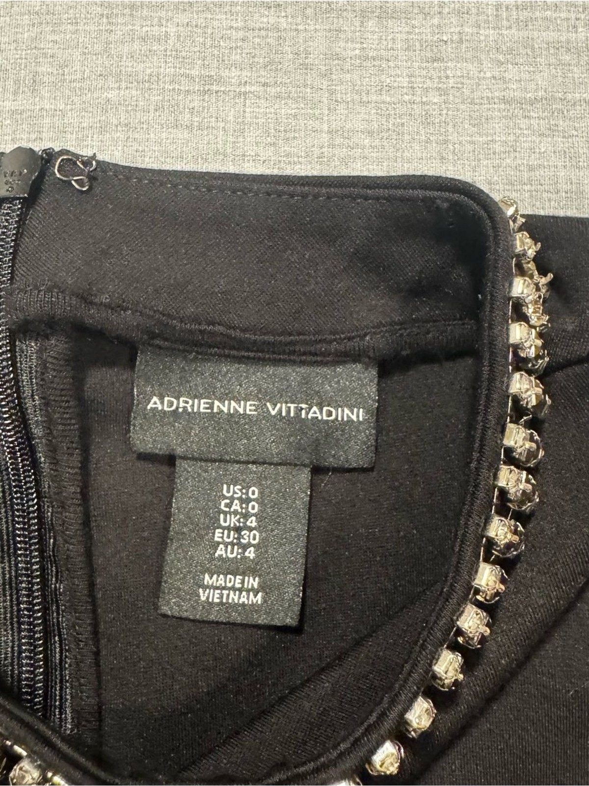Adrienne Vittadini Black Dress with Silver Gem Trim
