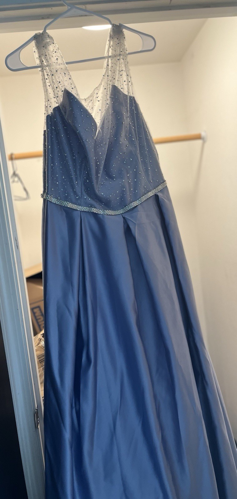 JULES AND CLEO Satin Ball Gown with Sheer Embellished Top STYLE# D24NY23015