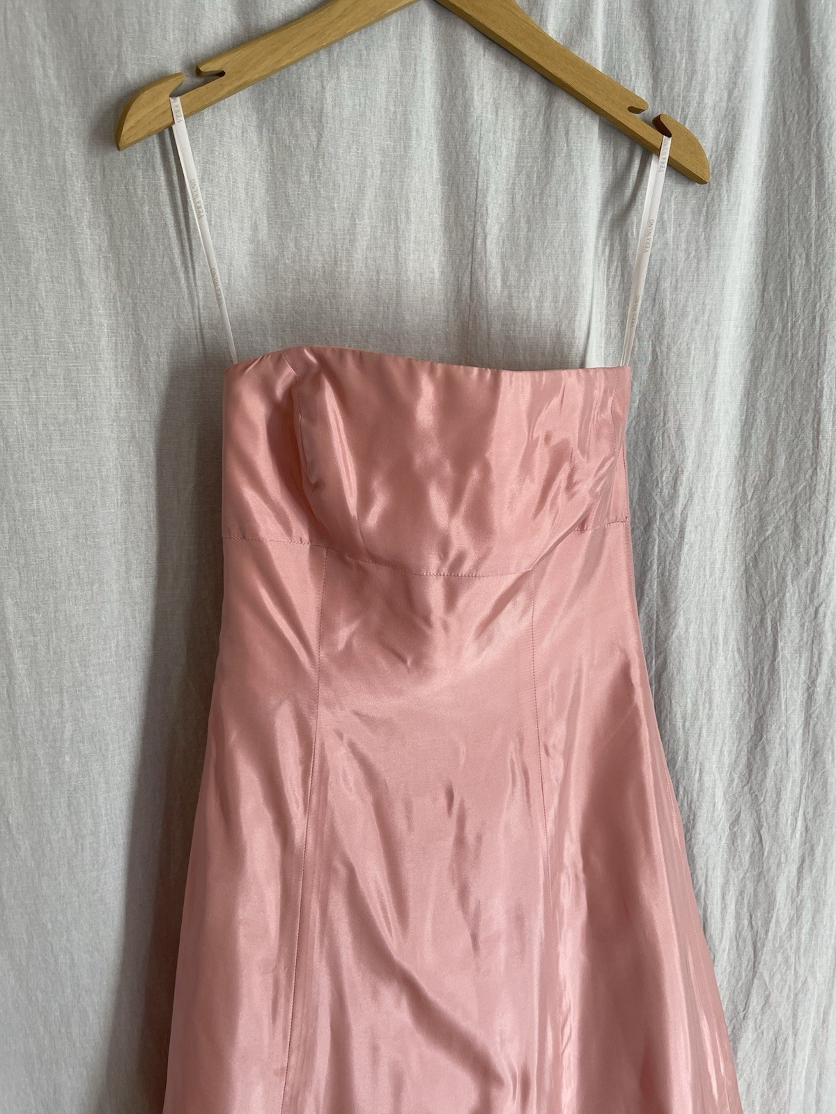 Vera Wang Dress Womens 6 Pink Strapless Taffeta Fit Flare Kick Pleat Formal FLAW