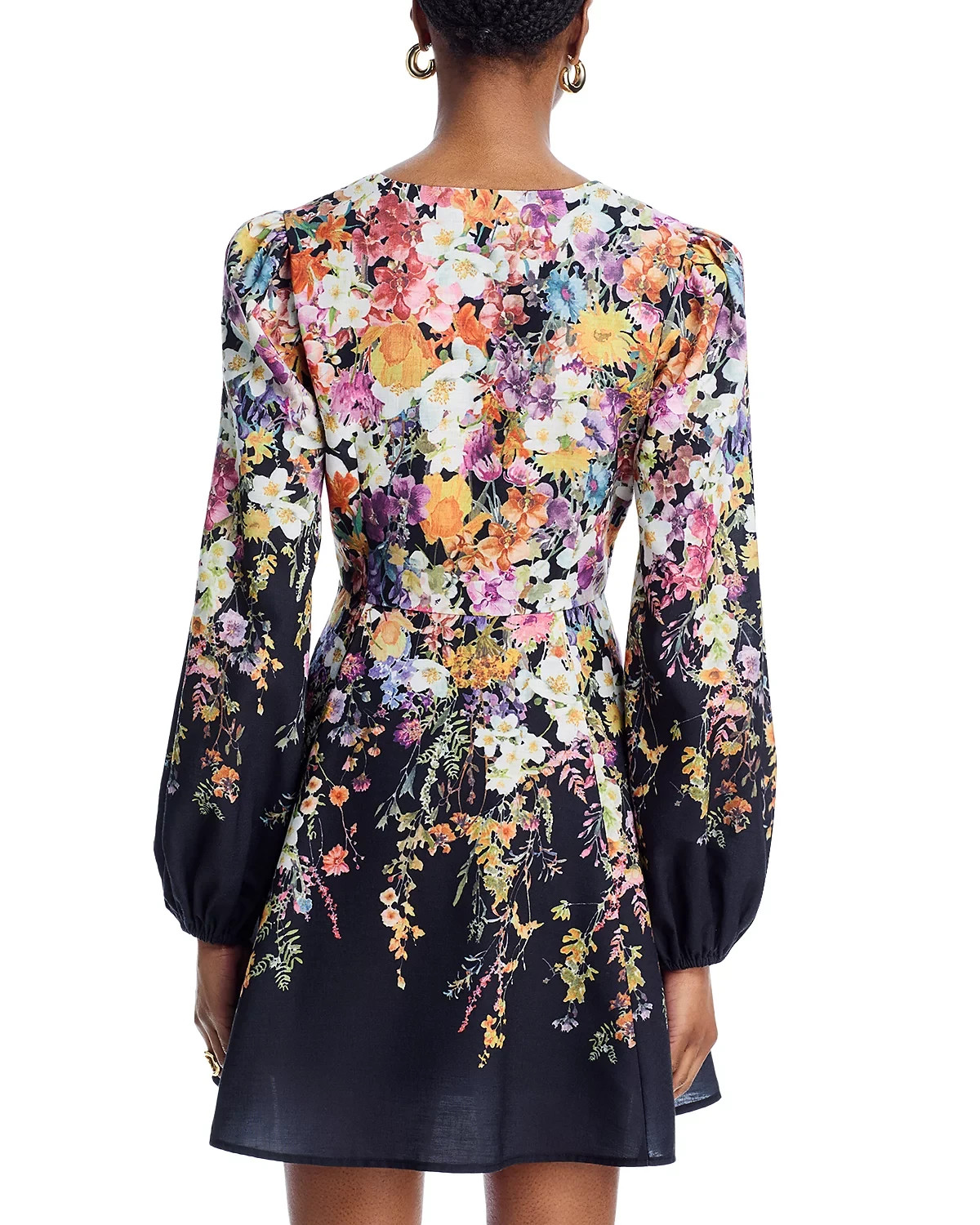 Aqua L97213 Womens Black Floral Print Fit & Flare Mini Dress Size S