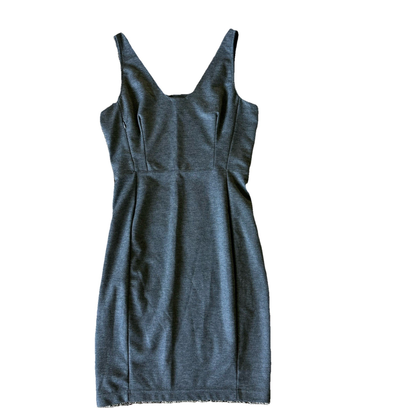 Betabrand Sudden Chemistry Ponte Knit Shimmer Gray Sheath Dress Sleeveless M