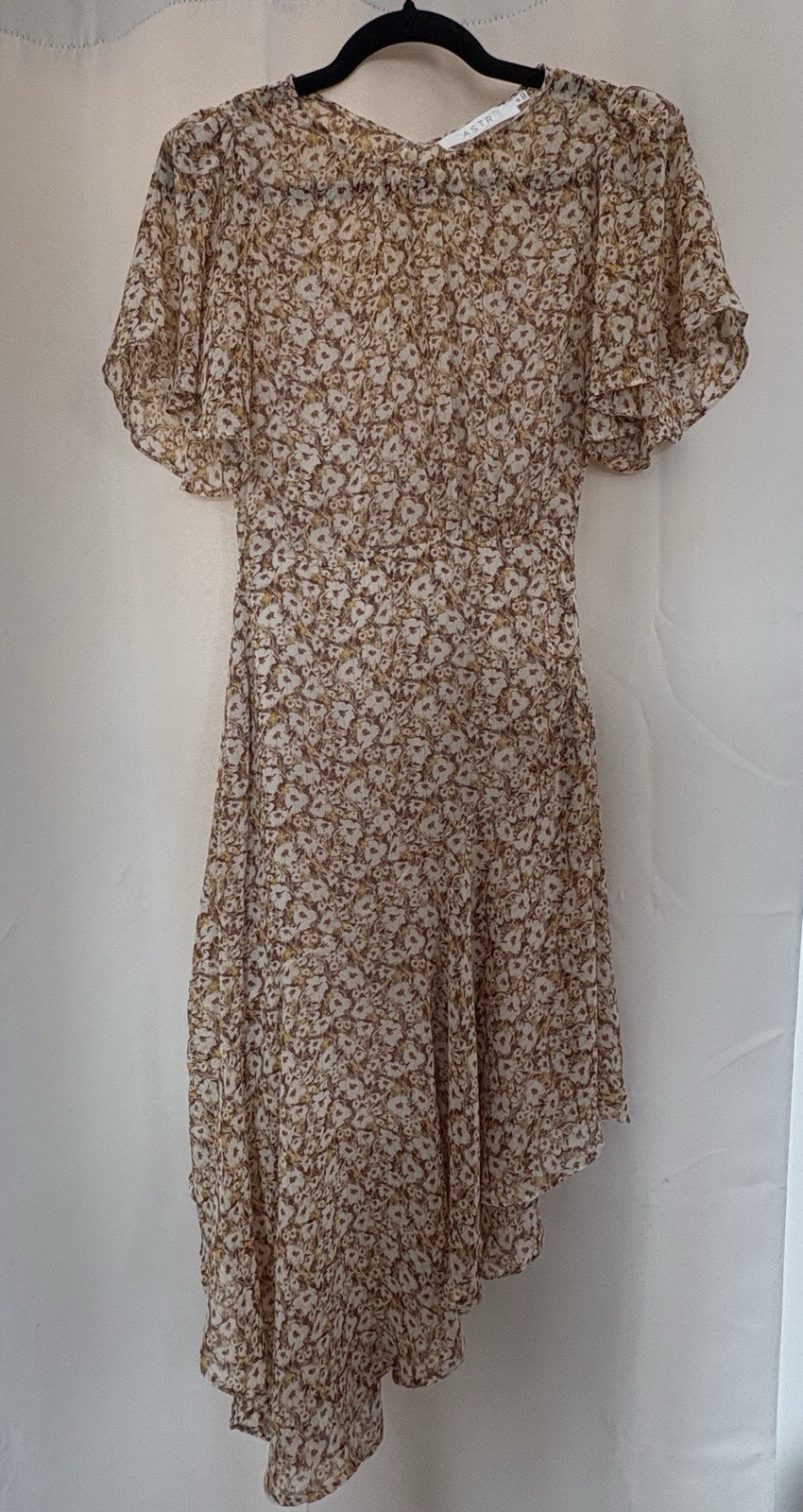 ASTR The Label Floral High Low Midi Dress Flutter Sleeve Lined Women’s XS