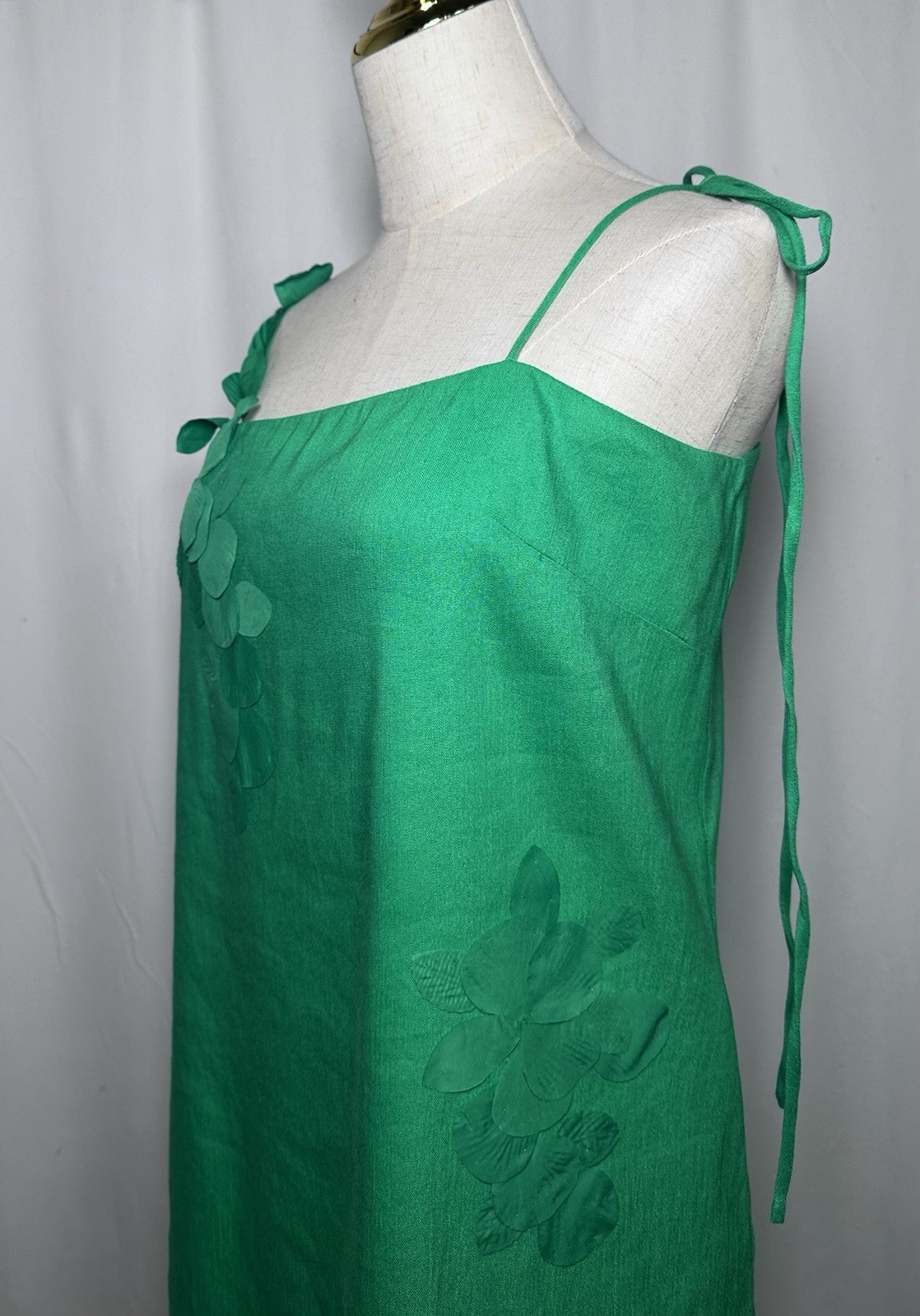 Antonio Melani Mini Dress Shift 18 Sleeveless Linen Blend Green Pockets $199
