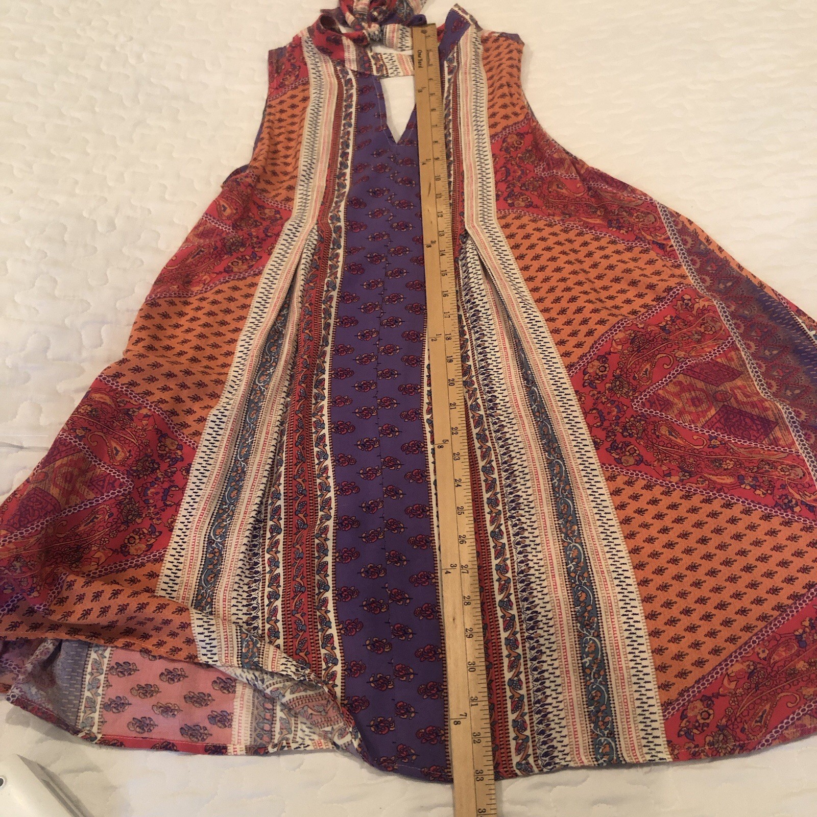 Jodifl Womens Small Bohemian Vibrant Patchwork Swing Shift Dress