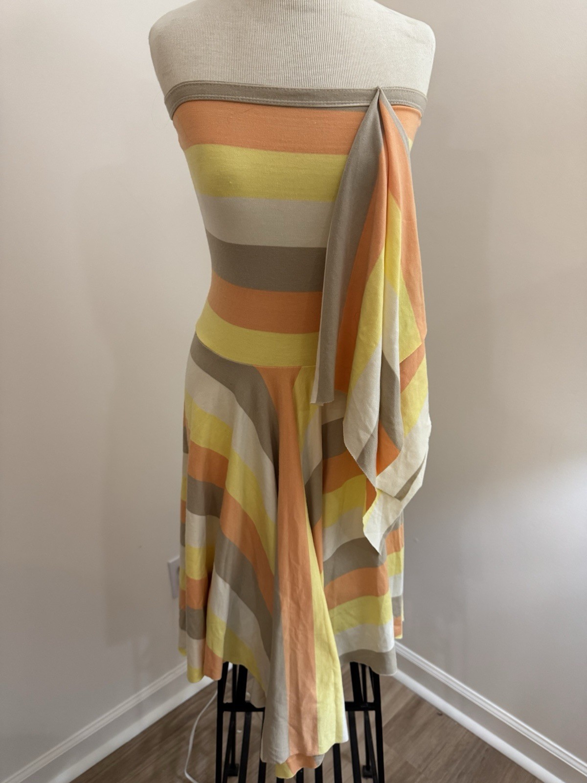 Tiffany Alana Strapless Multicolor Striped Knit Dress SZ M/L Vintage Y2K 20+YO
