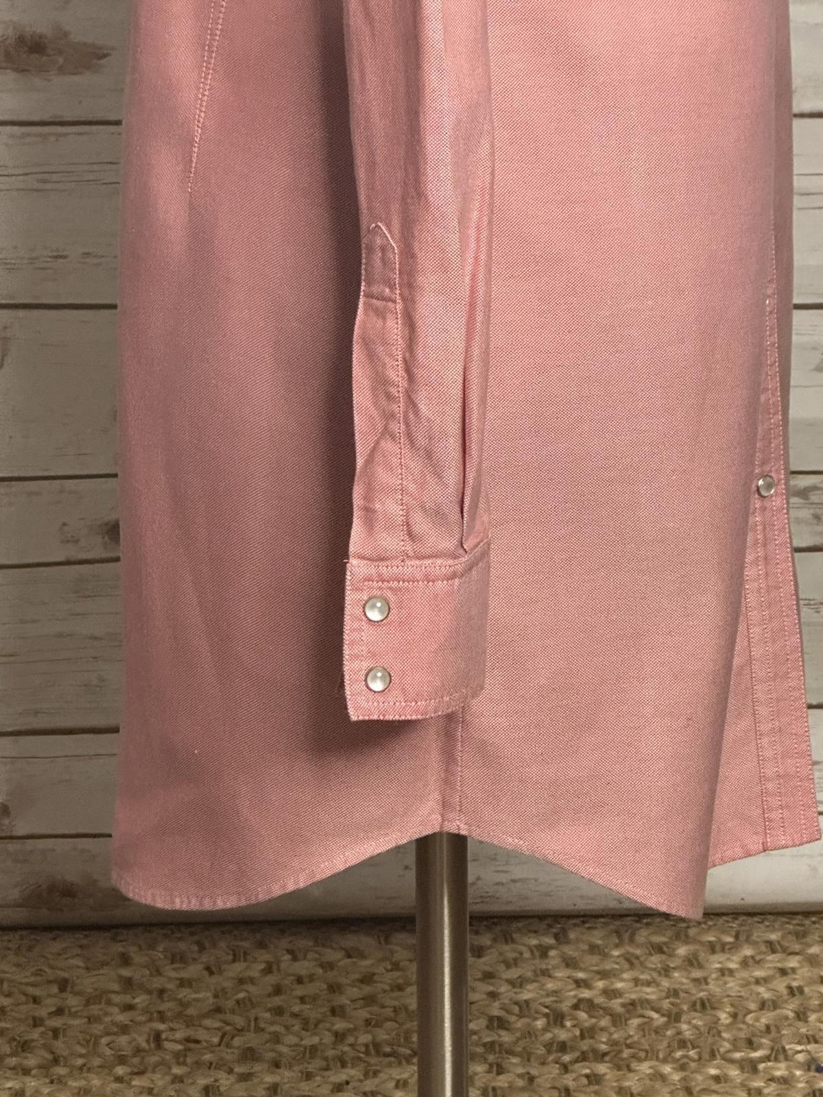 theory red Western-style cotton pearl snap button-up shirt dress Size 2