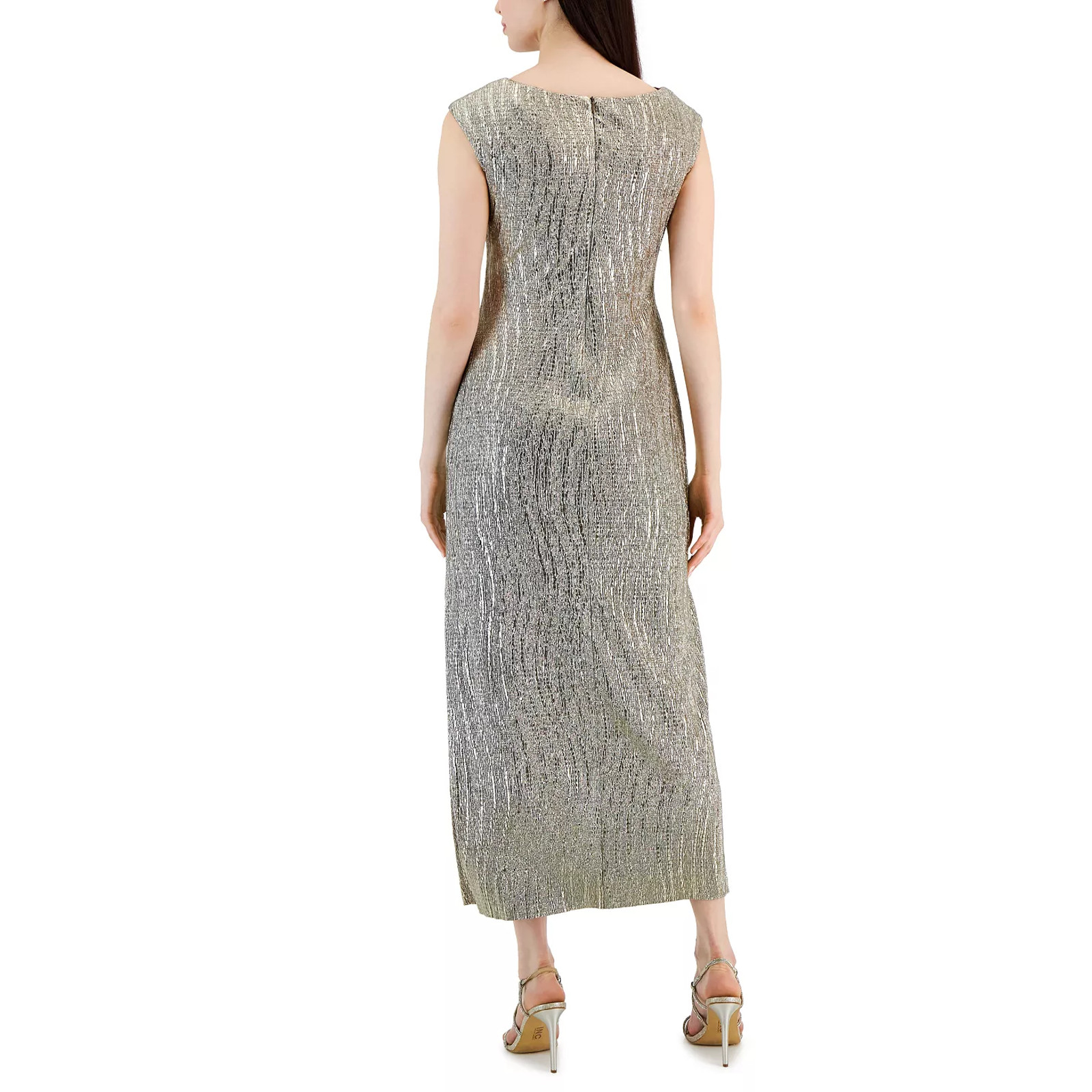 Copied – Connected Cowlneck Metallic Gown | COLOR: MUSHROOM GOLD