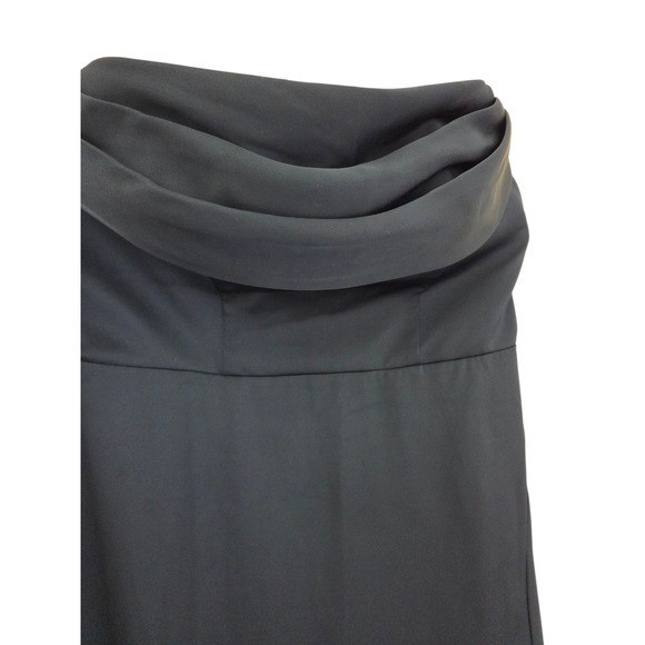 Azazie Strapless Navy Blue Column Gown with High Side Slit