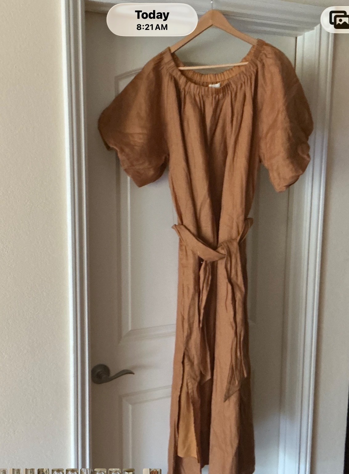 Dissh Tangerine Linen Maxi Dress Size AU10 /US 6 Tie West Puff Sleeve