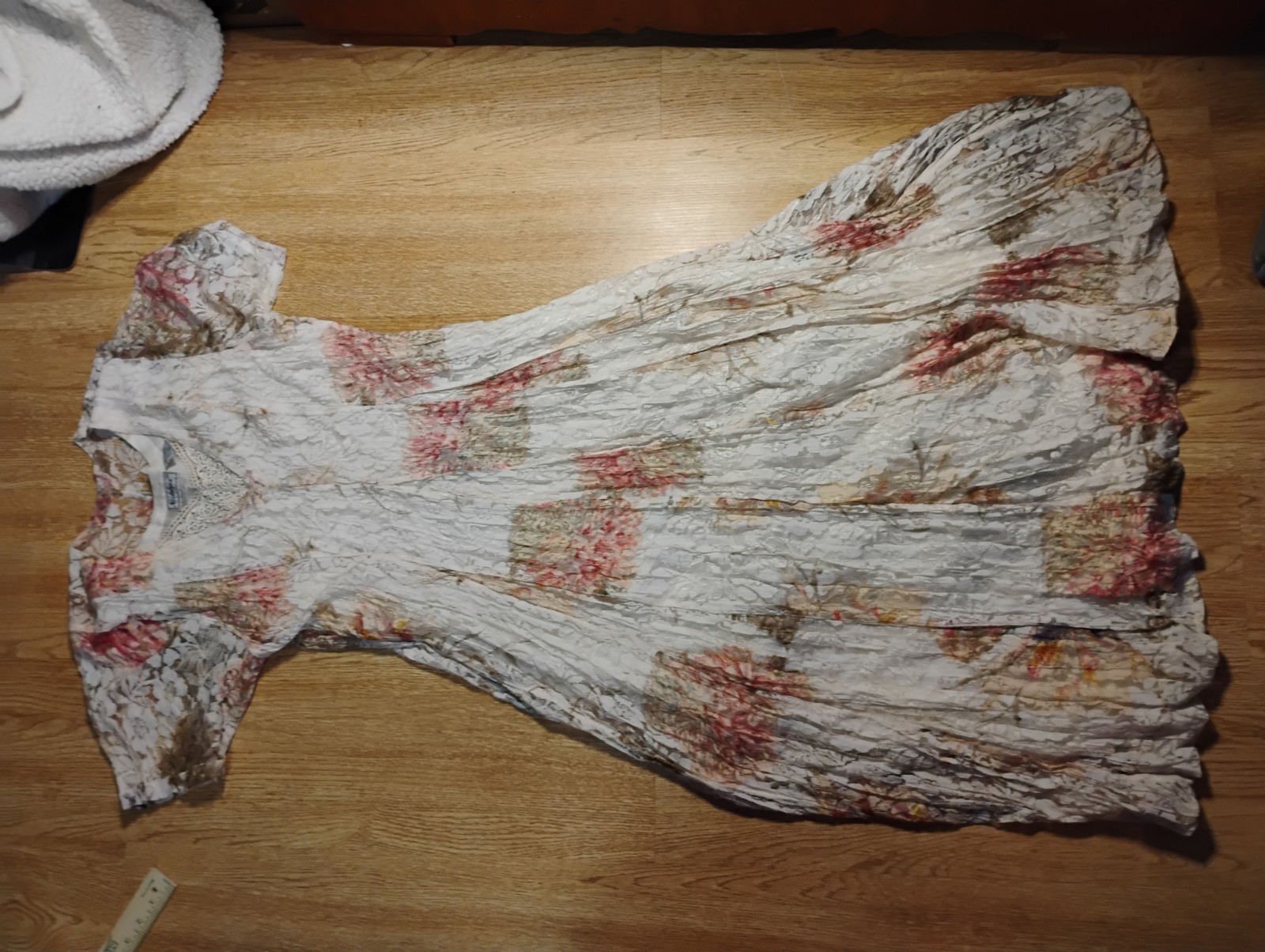 Nostalgia Dress Floral Printed Cottagecore Lace Panel Maxi Women’s Medium Vtg