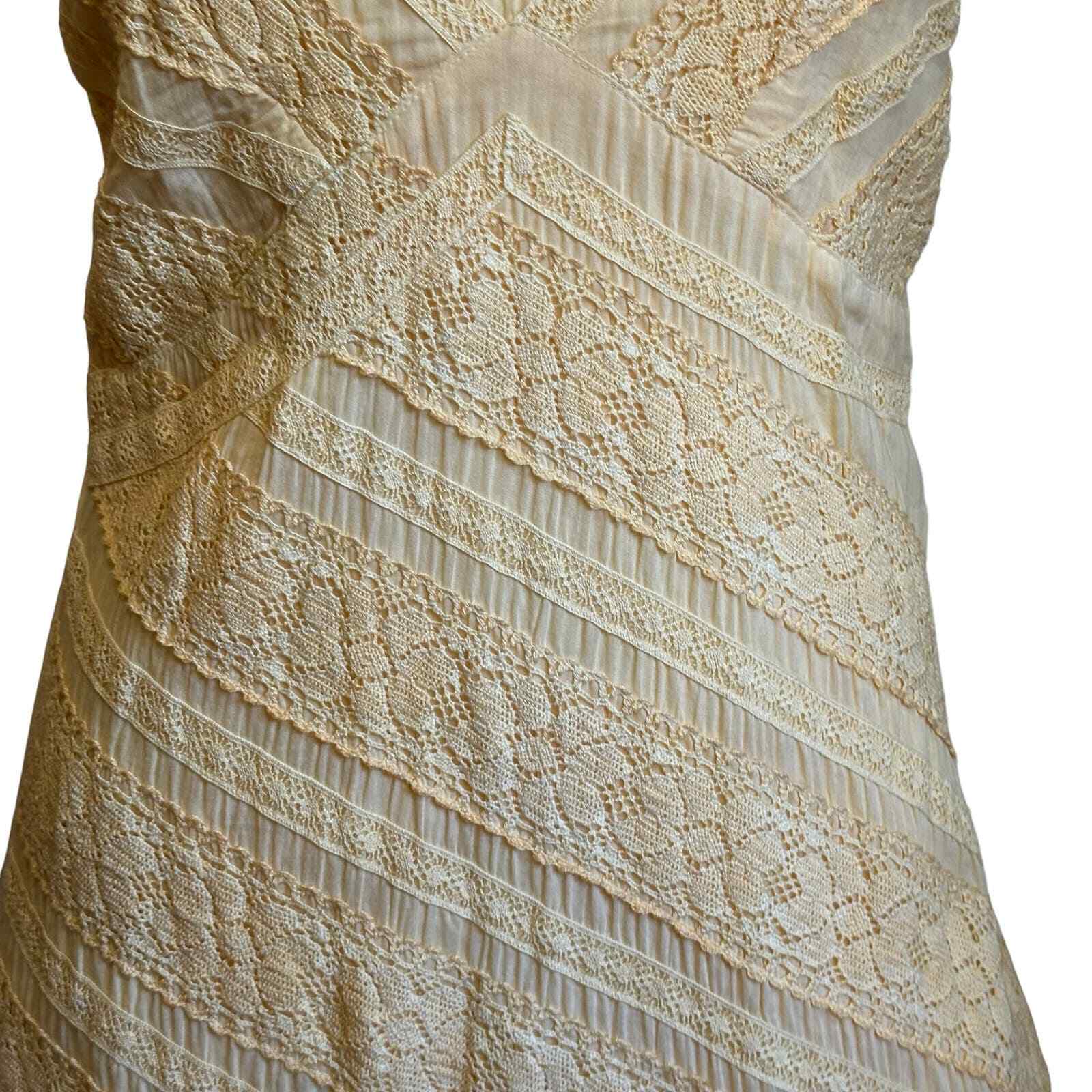 Alberto Makali Ombre Yellow Asymmetrical Crochet Look Midi SunDress Y2K sz 8