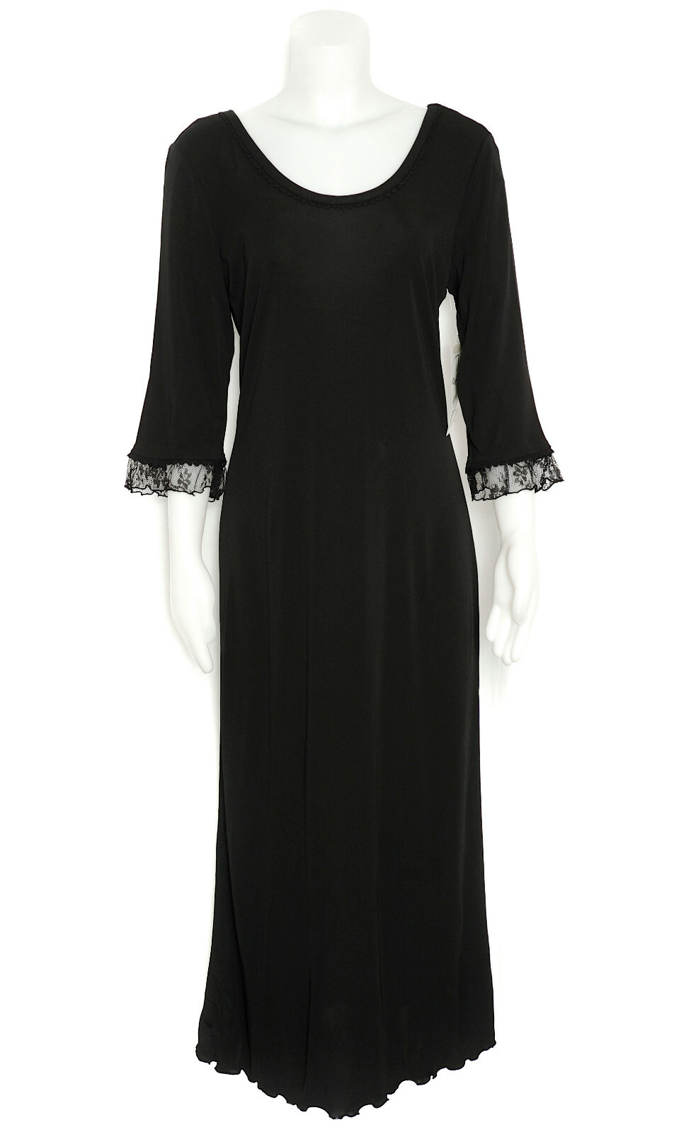 Black Sheath Dress J. Jill w Ballet-Sleeve, Rayon Blend Jersey Maxi Fits S
