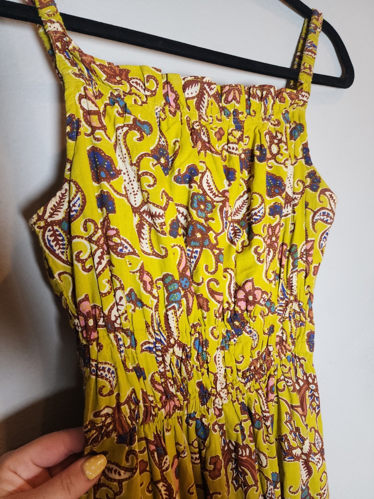 Cleobella Organic Cotton Winona Sleeveless Midi Dress Green Yellow Floral Small