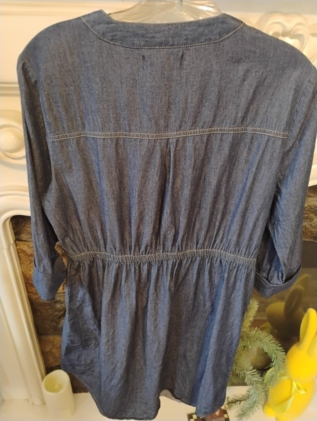 Sauci Vintage Dark Denim Dress With Tie Waist