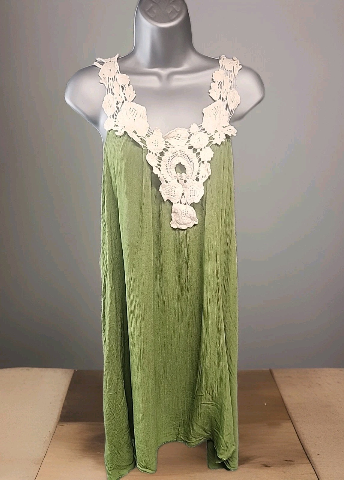 India Boutique Women’s Boho Crochet Sleeveless Mini Dress ONE SIZE 100% Viscose