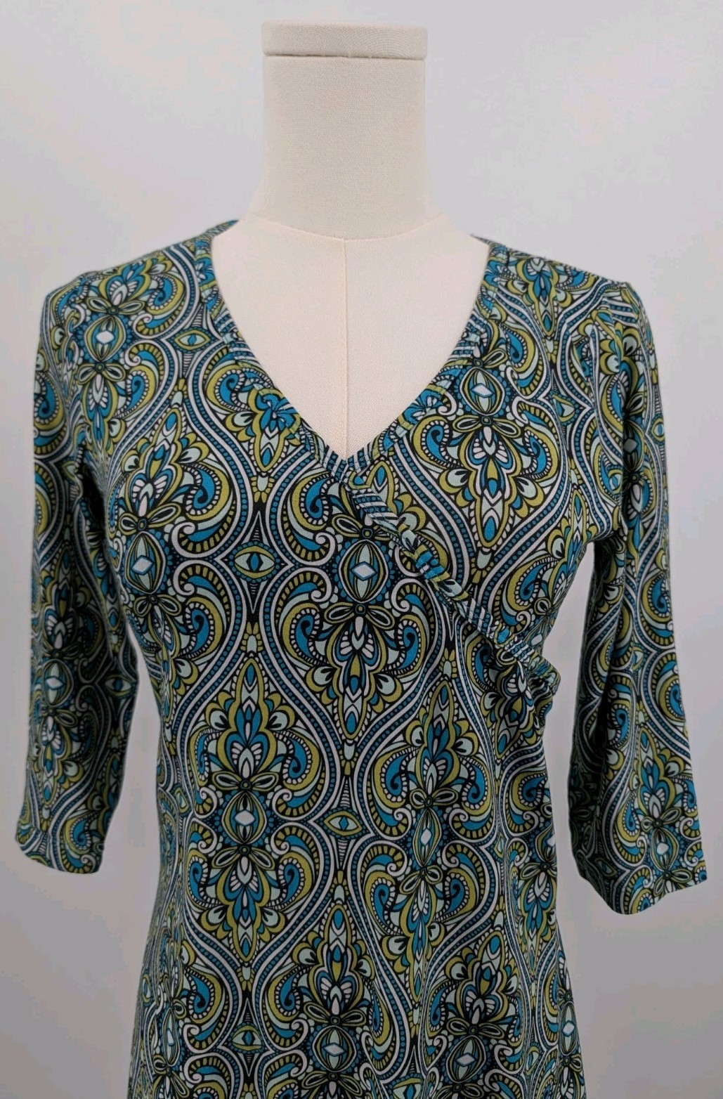 PRANA Nadia Faux Wrap Dress Size S Oversize Hidden Pocket Retro Gorpcore Hippie