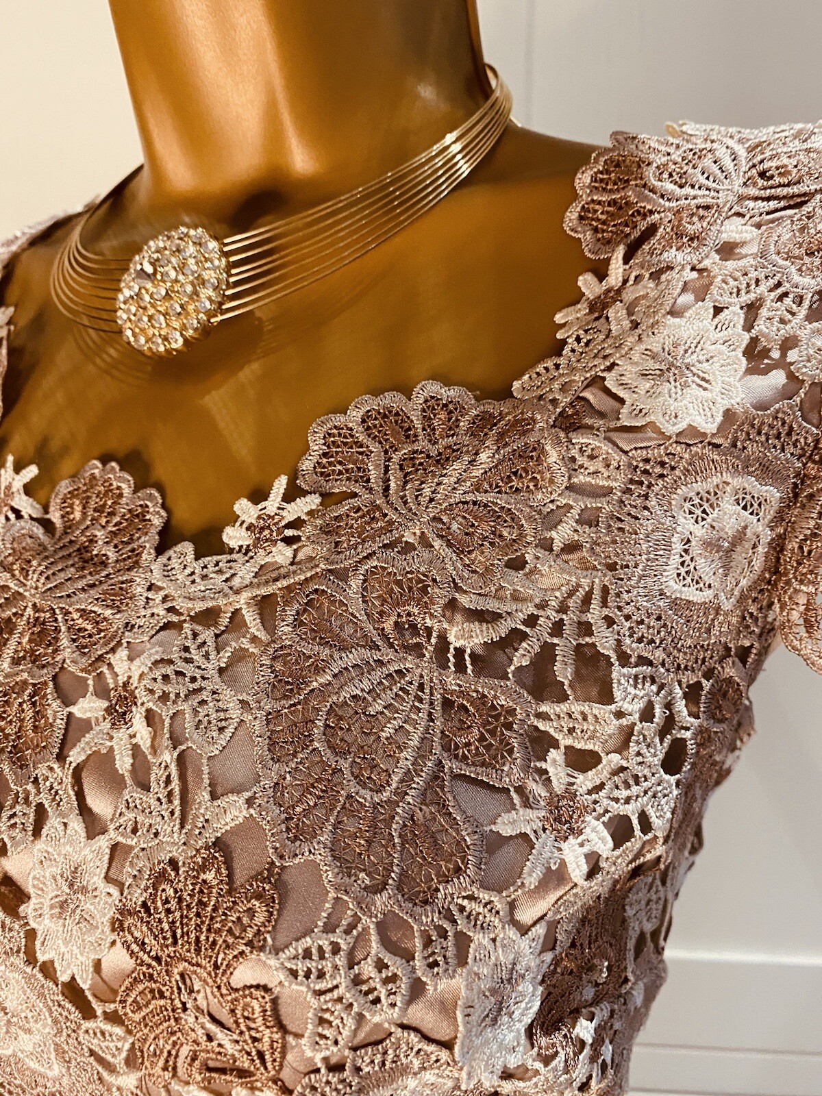 Jacques Vert Oyster Lace Overlay Dress UK 10 & Shantung Edge To Edge Jacket 12